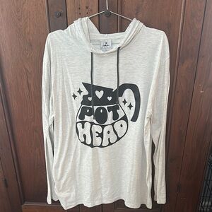 Light grey Graphic Hoodie with Black Pothead Coffee Print